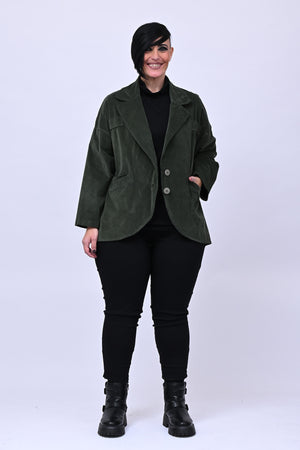 Giacca stondata velluto - Verde militare