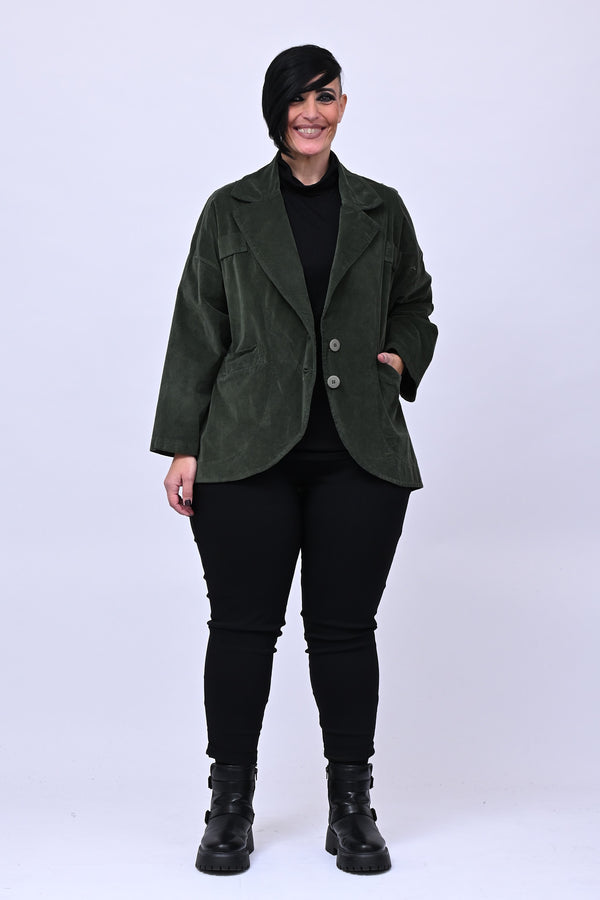 Giacca stondata velluto - Verde militare