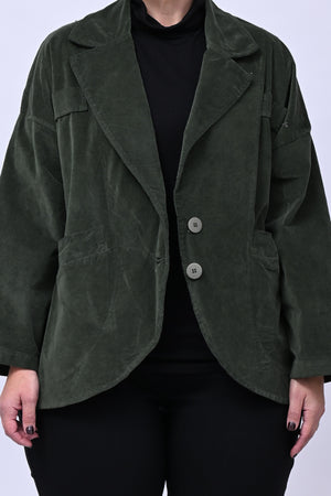 Giacca stondata velluto - Verde militare