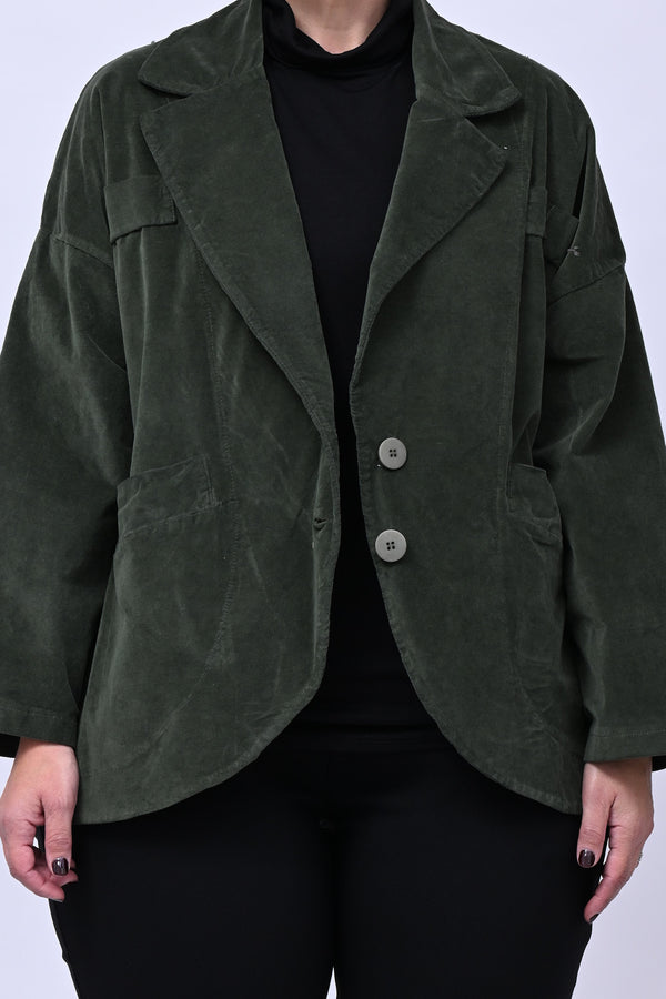 Giacca stondata velluto - Verde militare