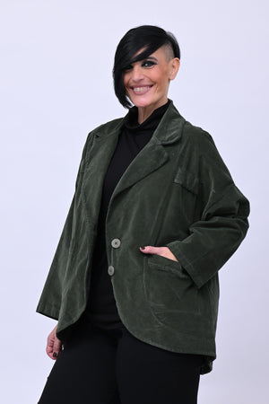 Giacca stondata velluto - Verde militare