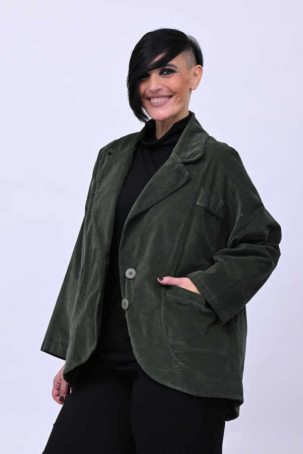 Giacca stondata velluto - Verde militare