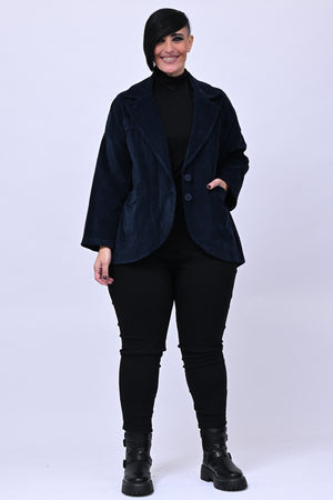 Giacca stondata velluto - Blu