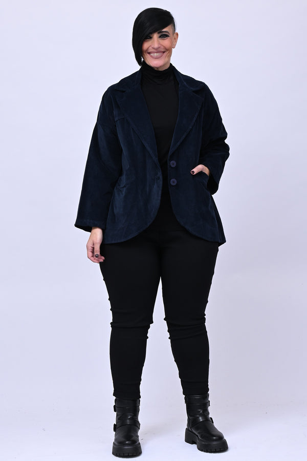 Giacca stondata velluto - Blu