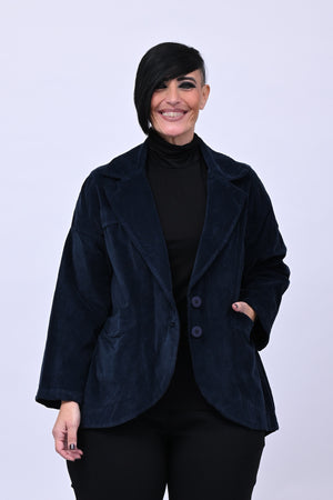 Giacca stondata velluto - Blu