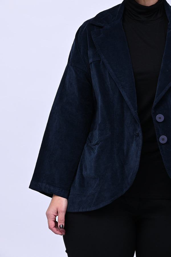 Giacca stondata velluto - Blu