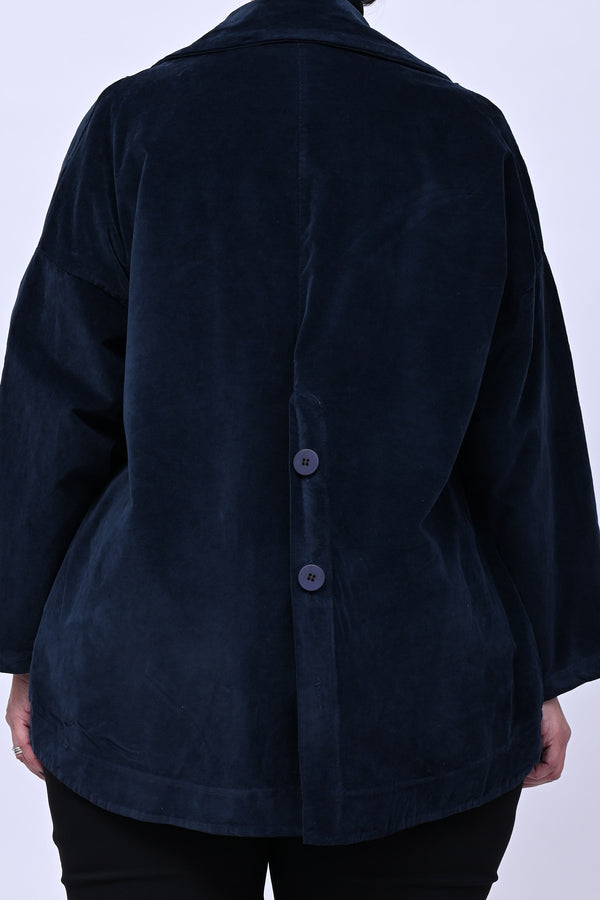 Giacca stondata velluto - Blu