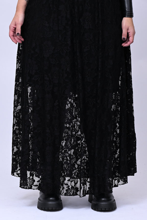 Gonna lunga pizzo - Nero