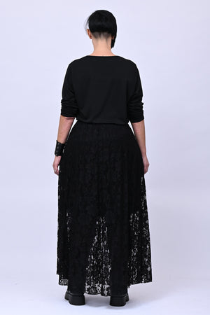 Gonna lunga pizzo - Nero