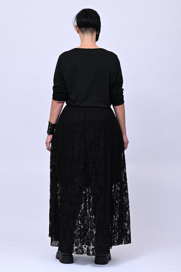 Gonna lunga pizzo - Nero