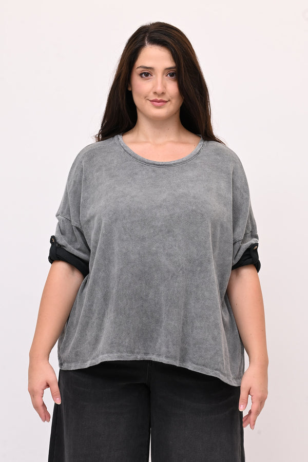 Maglia scatoletta over maltinta - Grigio