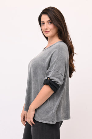 Maglia scatoletta over maltinta - Grigio