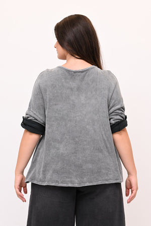 Maglia scatoletta over maltinta - Grigio
