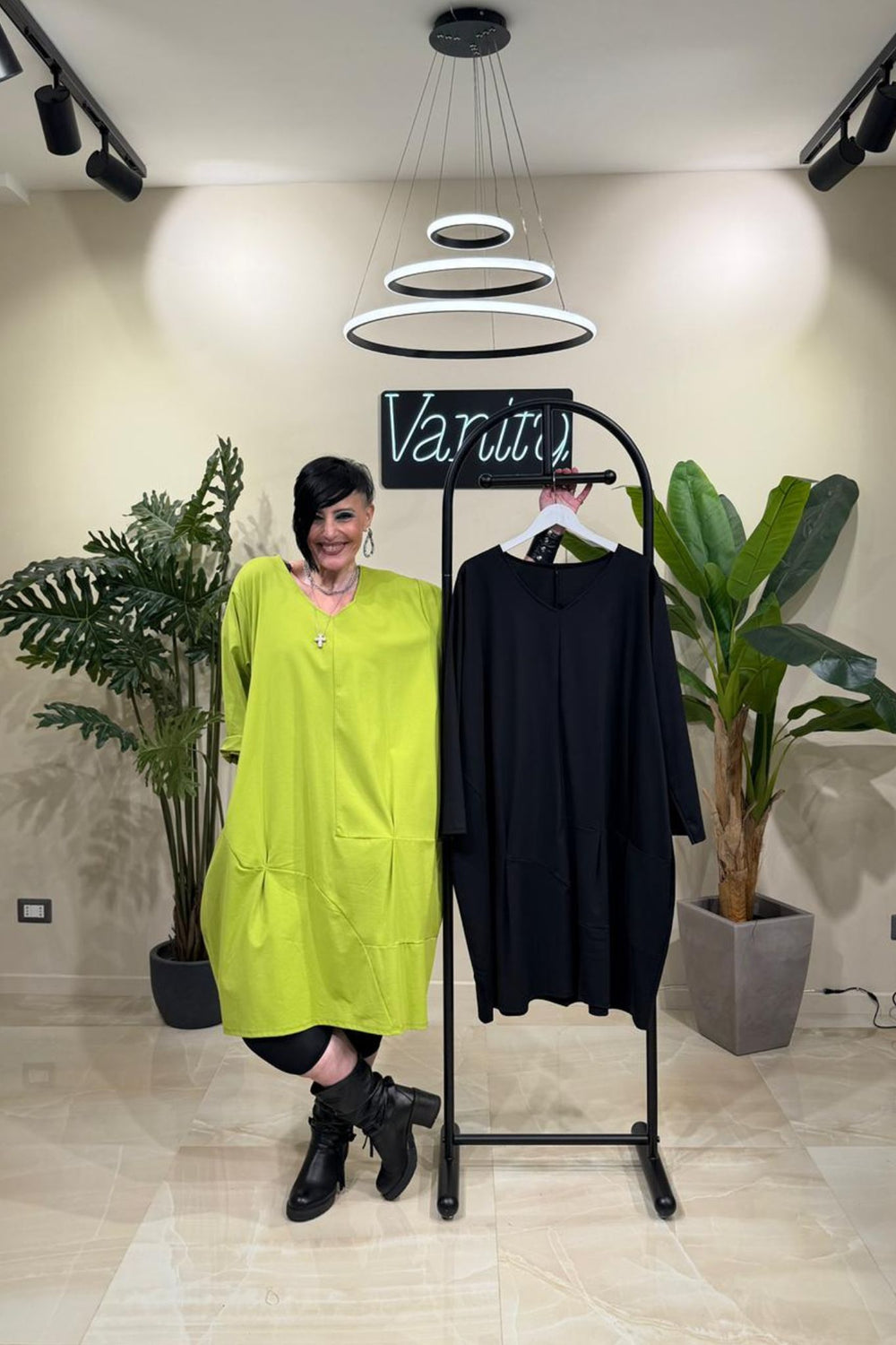 Abito ovetto cuciture - Verde acido