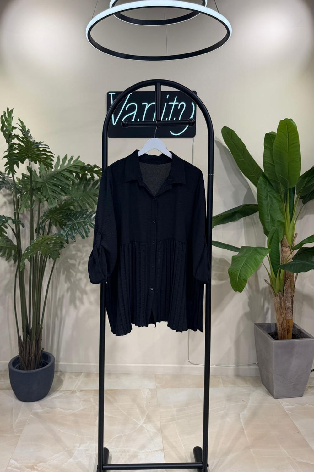 Camicia effetto plissè - Nero