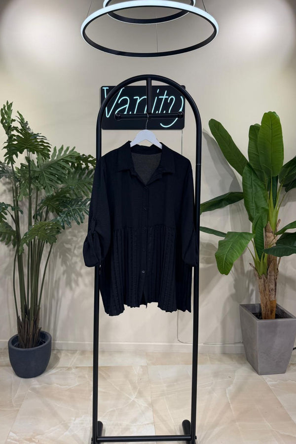 Camicia effetto plissè - Nero