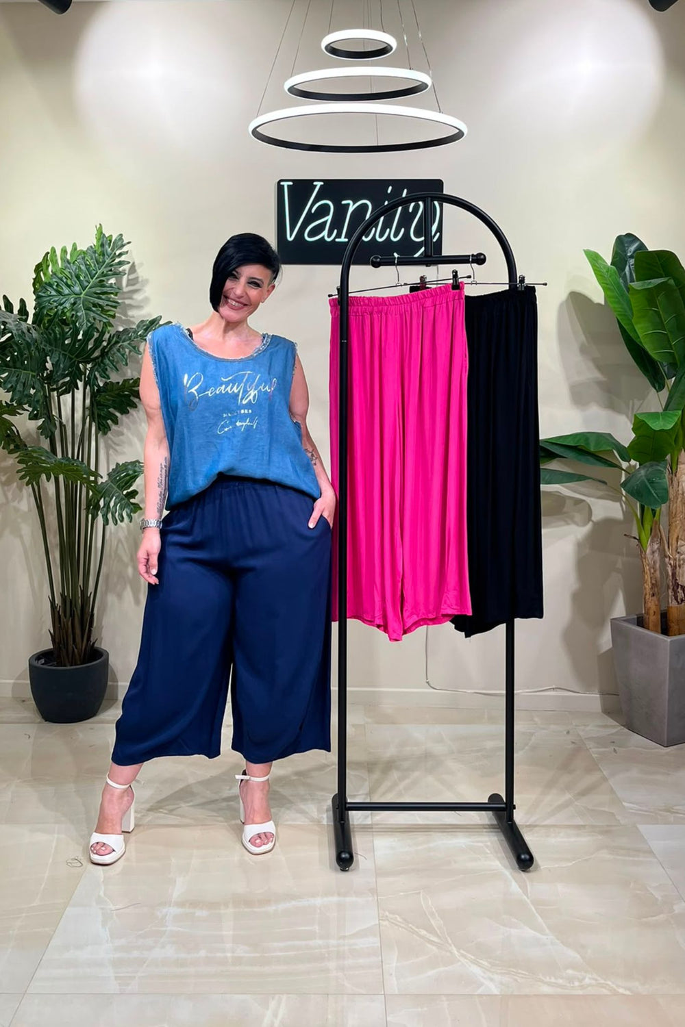 Pantalone viscosa cuciture - Fuxia