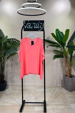 Blusa crepe scatola - Corallo