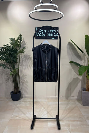 Gilet ecopelle anni 80 - Nero