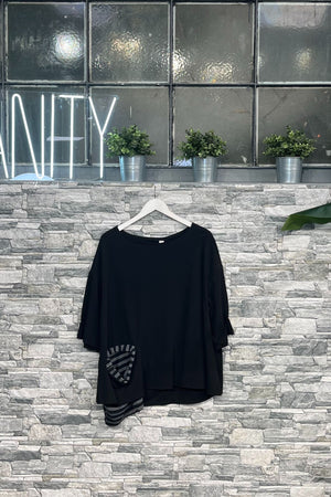 Maglia tasca righe - Grigio