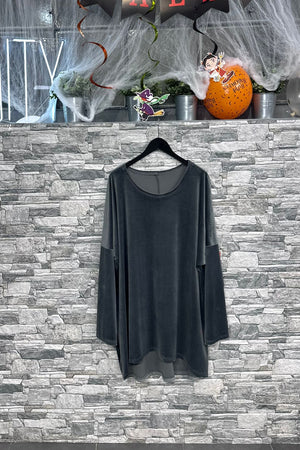 Maglia ciniglia over - Grigio
