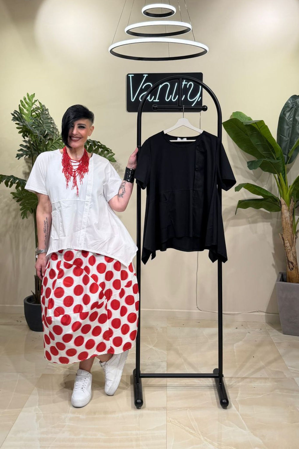 Maglia bottoni punte - Bianco