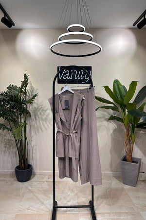 Completo gilet bottone - Fango