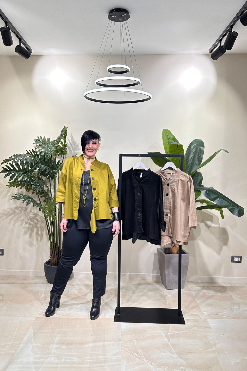 Giacca coreana lucida - Verde oliva