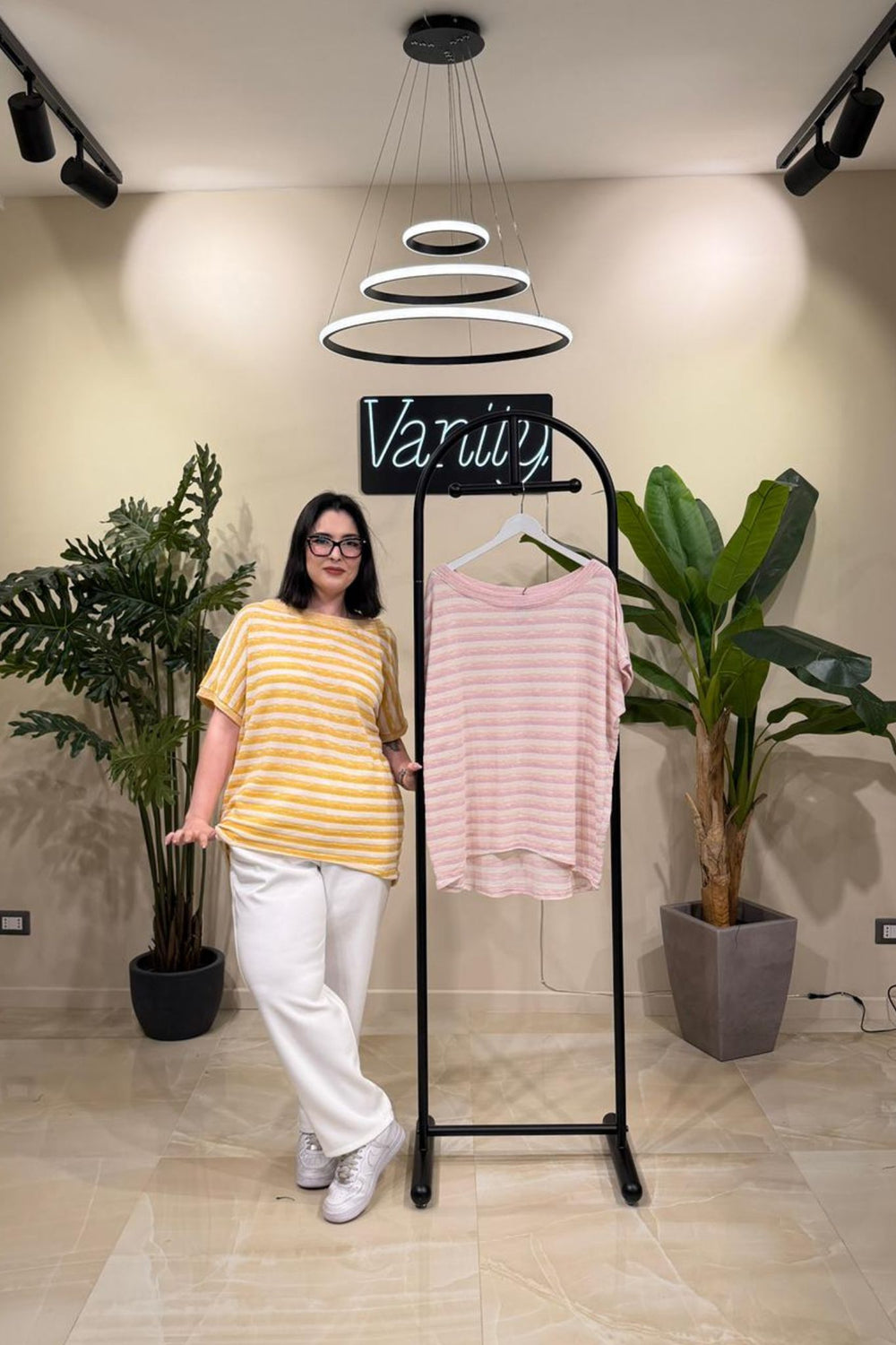 Maglia righe lurex - Giallo