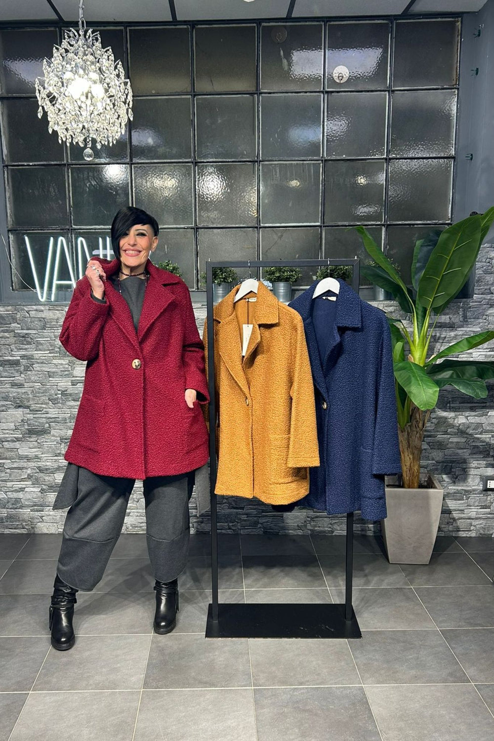 Cappotto over boucle - Blu