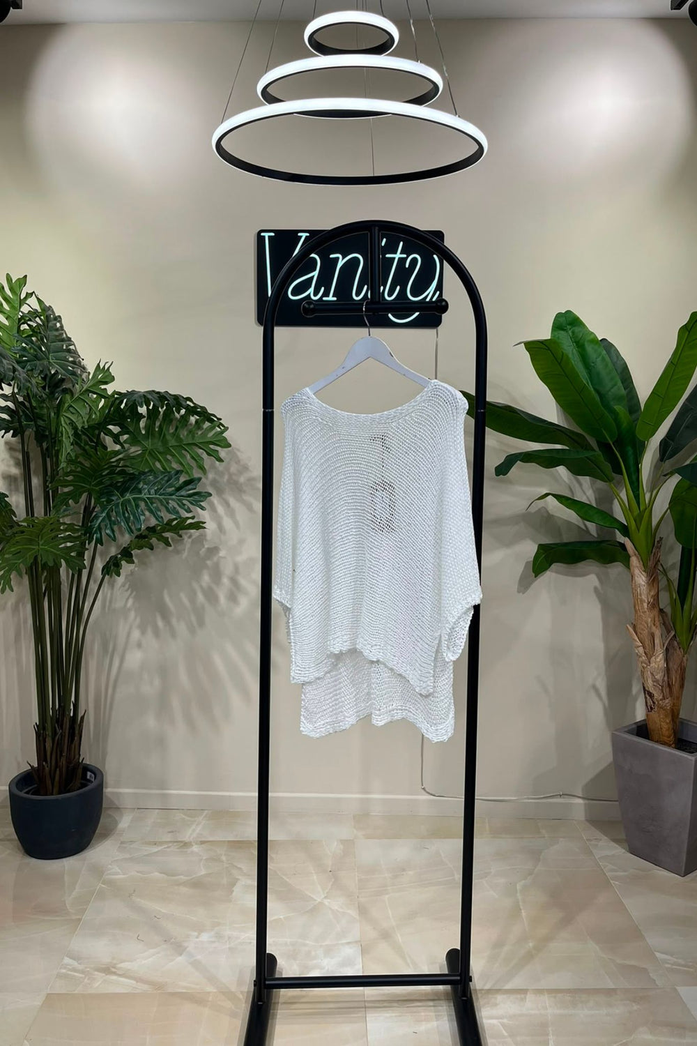 Maglia filo spacchi - Bianco