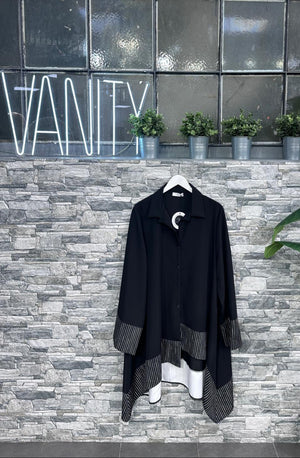 Camicia svasata righe - NERO