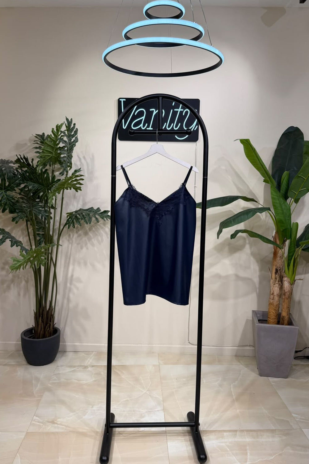 Top ecopelle pizzo - Nero