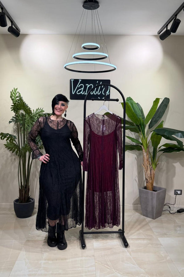 Abito pizzo Morticia - Amarena