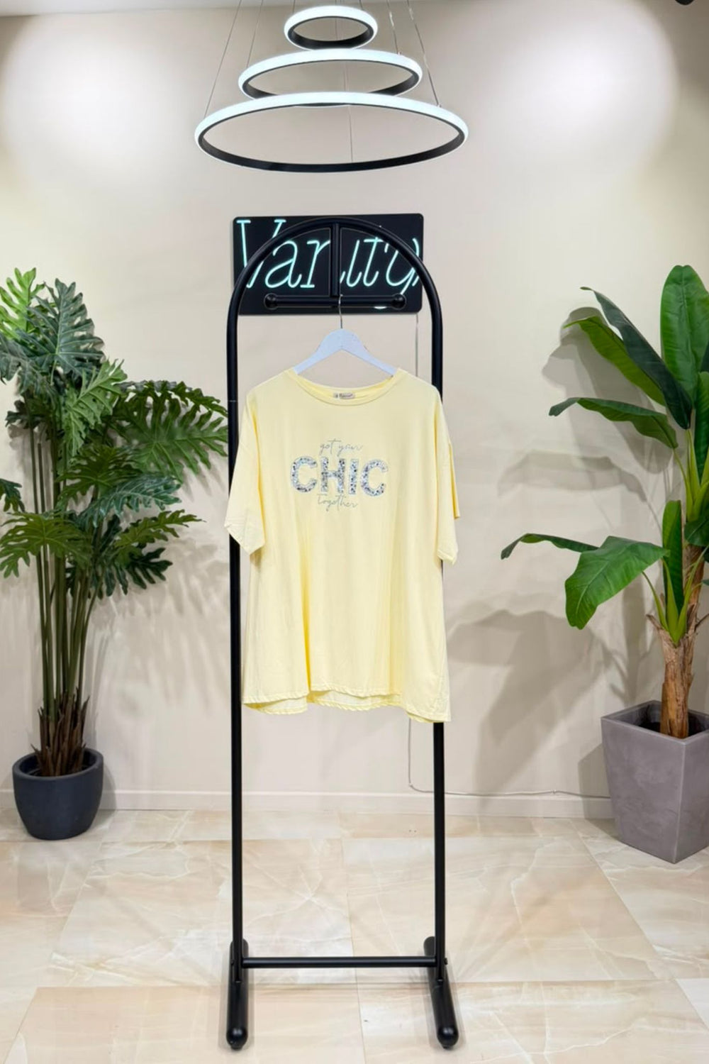 T-shirt CHIC strass - Giallo