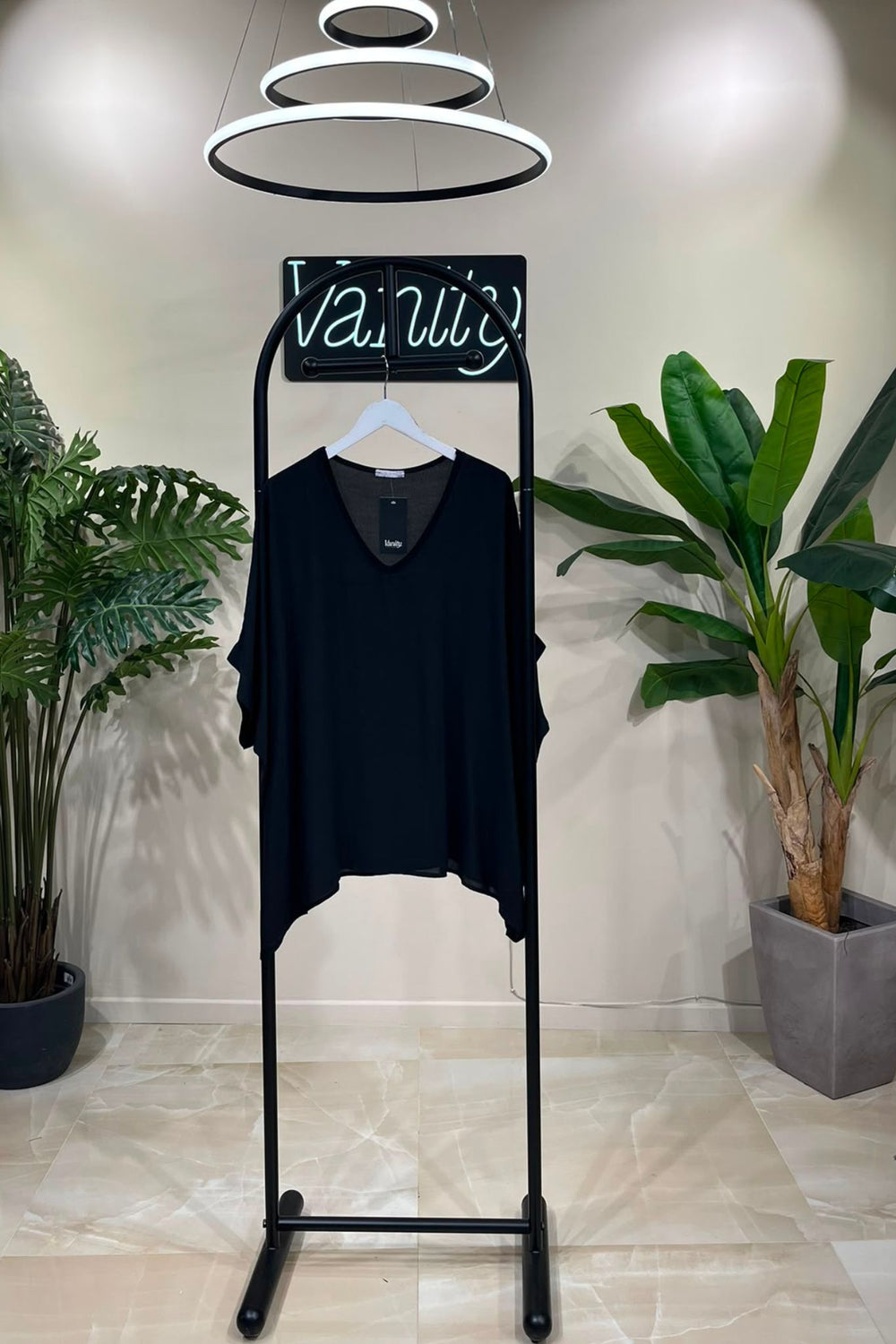 Blusa crepe scatola - Nero