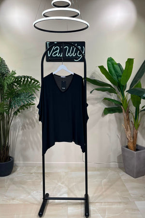 Blusa crepe scatola - Nero