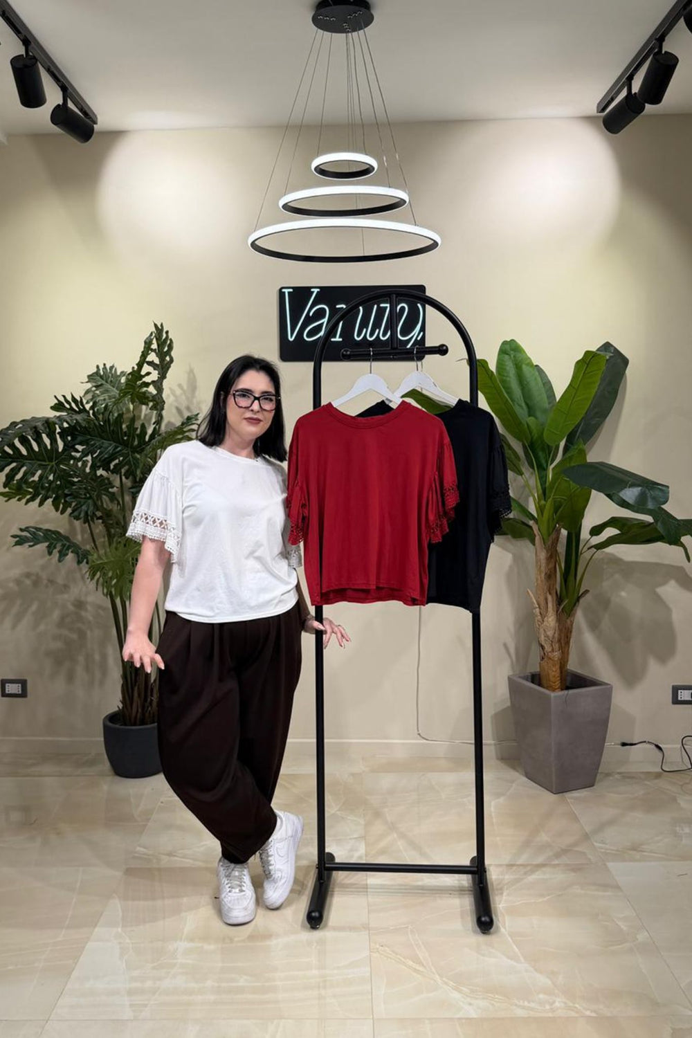 Maglia manica macramè - Latte