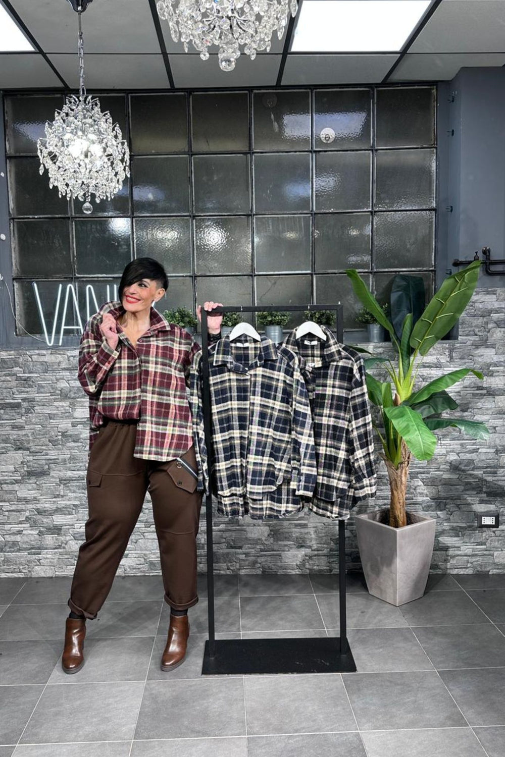 Camicia tartan flanella - NERO