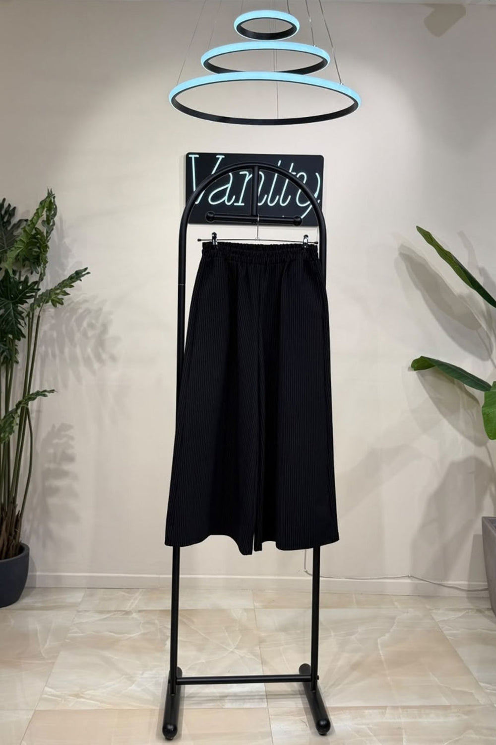 Pantalone palazzo gessato - Nero