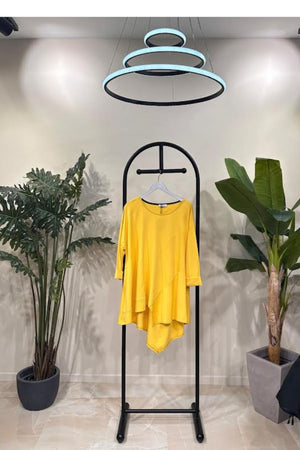 Maxi maglia asimmetrica punta - Giallo