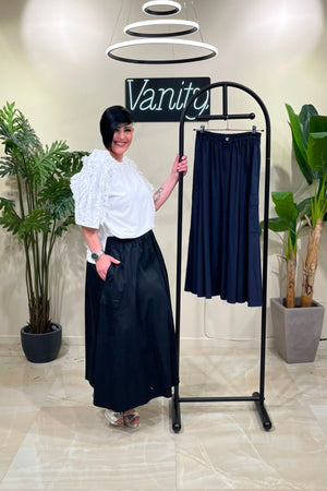 Gonna cotone tasconi - Nero