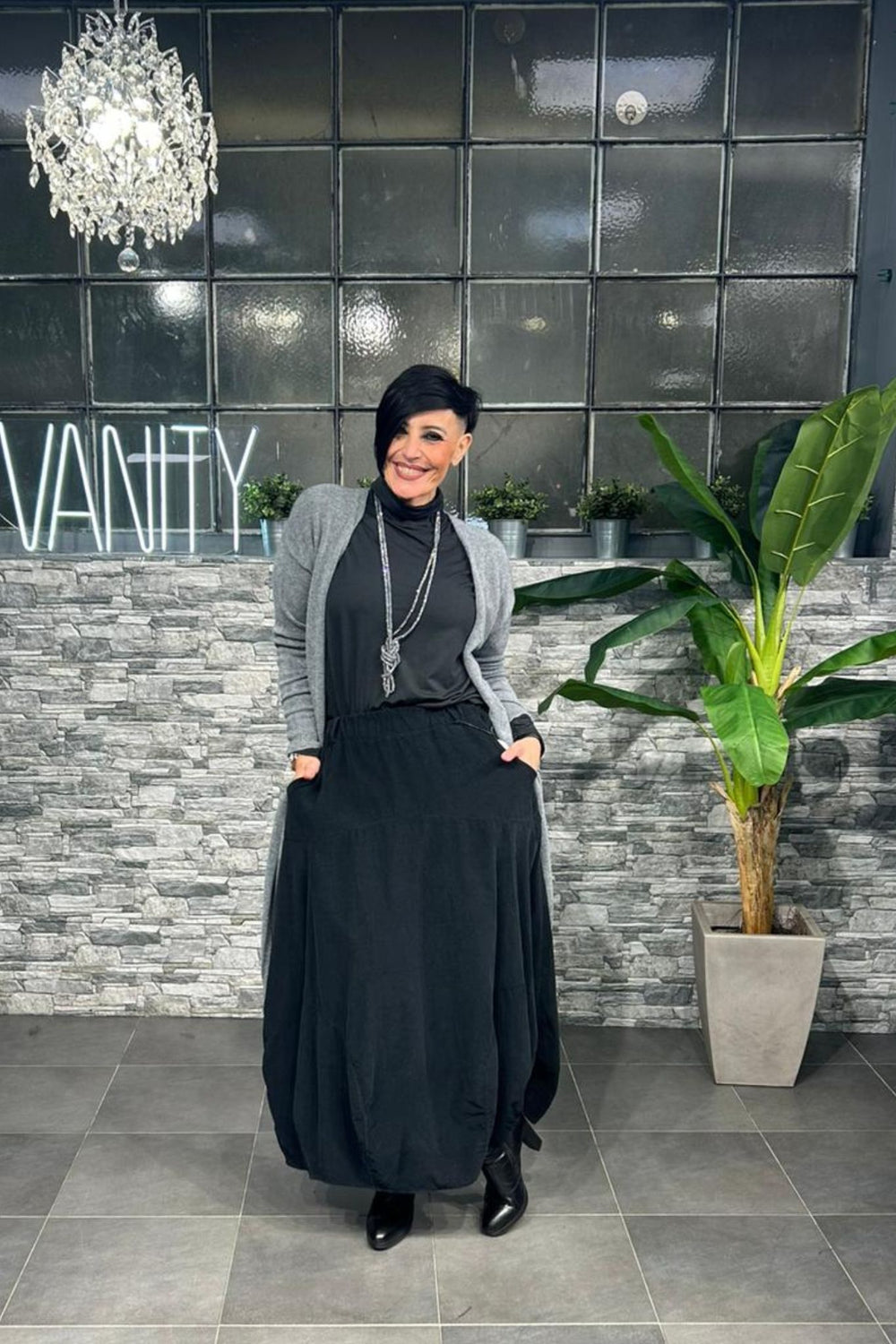 Gonna ovetto costine - Nero