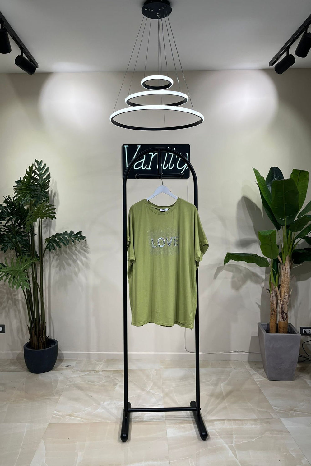 T-shirt LOVE strass - Lime