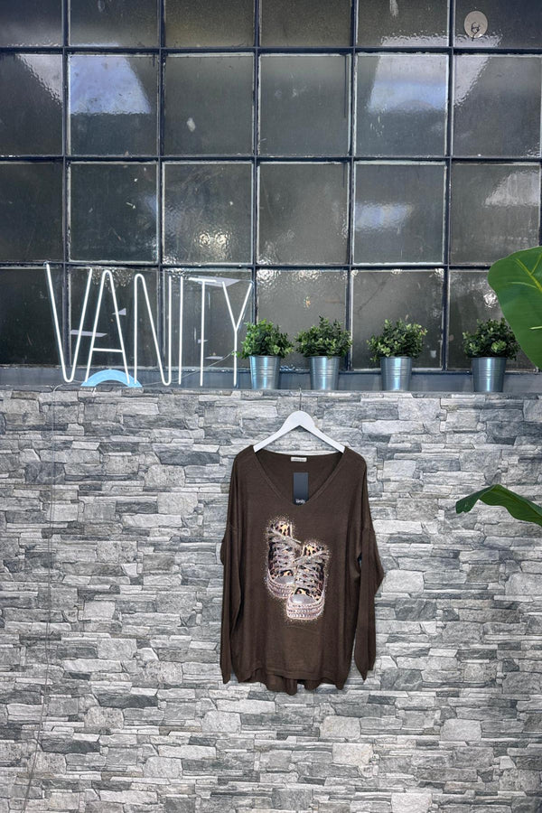 Maglia scarpe strass - Moro