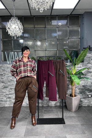 Pantalone tasche e zip - MORO