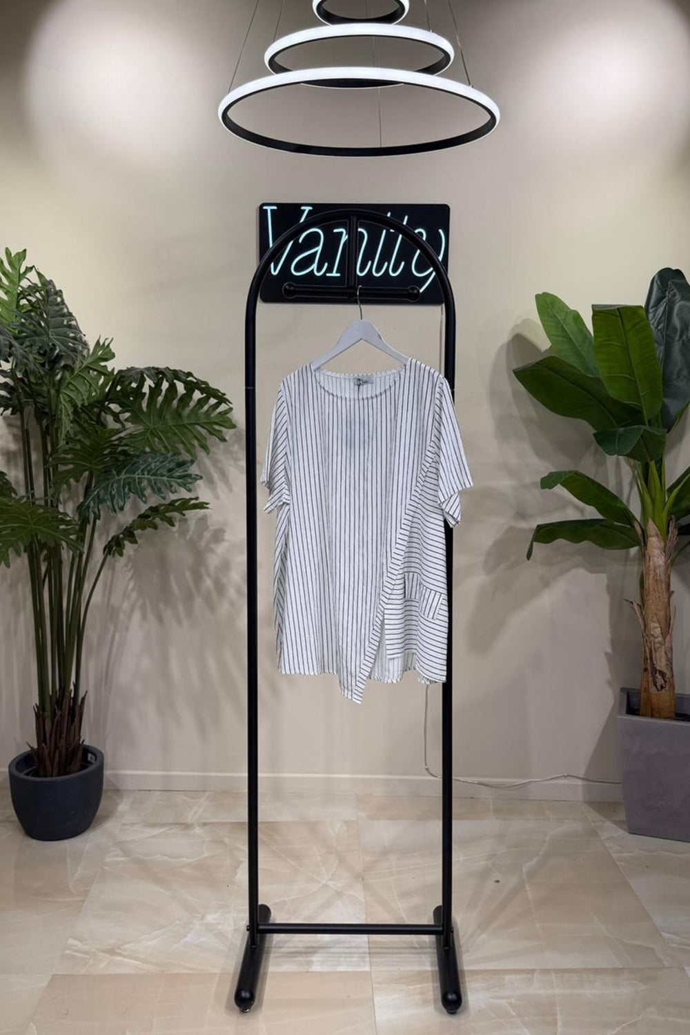 Blusa righe asimmetrica - Bianco