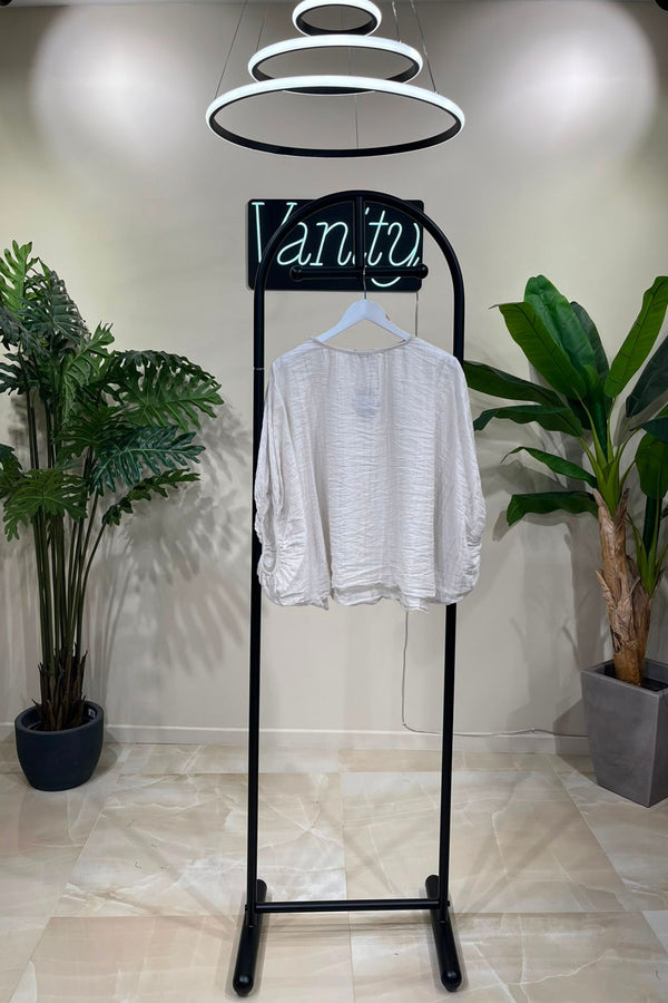 Blusa garza gessata - Nude