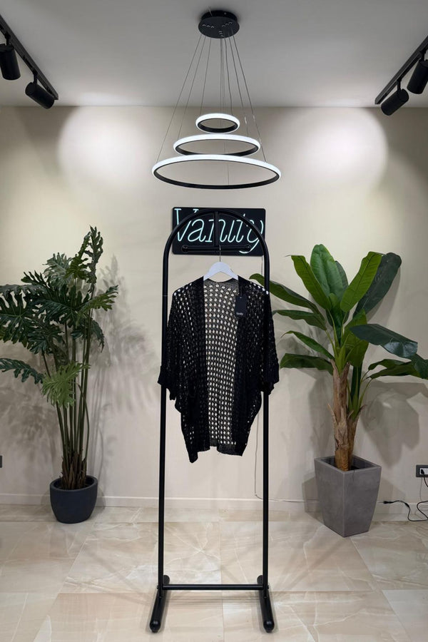 Cardigan filo tasche - Nero