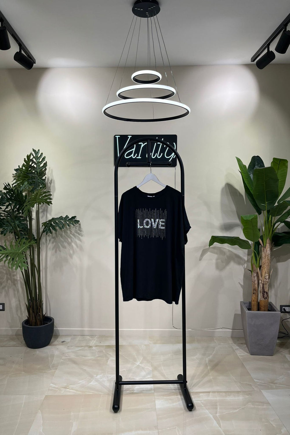 T-shirt LOVE strass - Nero